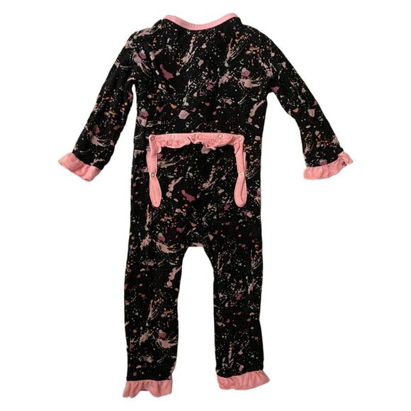 Kickee Pants Black Pink Splatter Paint Bamboo Sleeper Size 6-9 Months - Picture 2 of 5